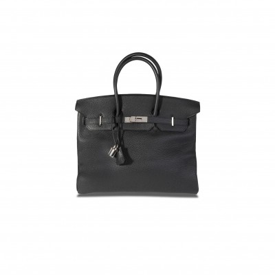HERMÈS BIRKIN 35 TOGO BLACK LEATHER AND SILVER BUCKLE HANDBAG 18494998 (35*25*18cm)